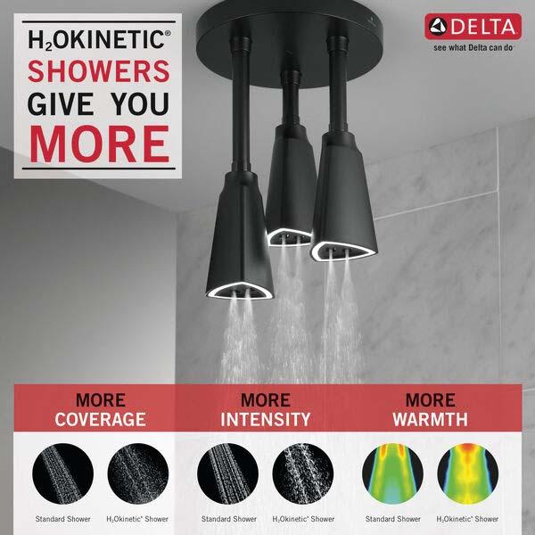 DELTA® Universal Showering 57140-BL25-L Pendant Raincan Showerhead, 2.5 gpm, 1 -Spray, Ceiling Mounting, Matte Black thumbnail 2