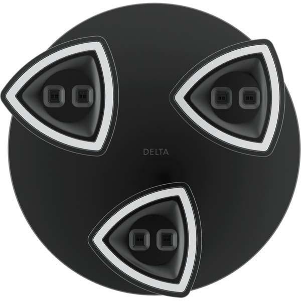 DELTA® Universal Showering 57140-BL25-L Pendant Raincan Showerhead, 2.5 gpm, 1 -Spray, Ceiling Mounting, Matte Black