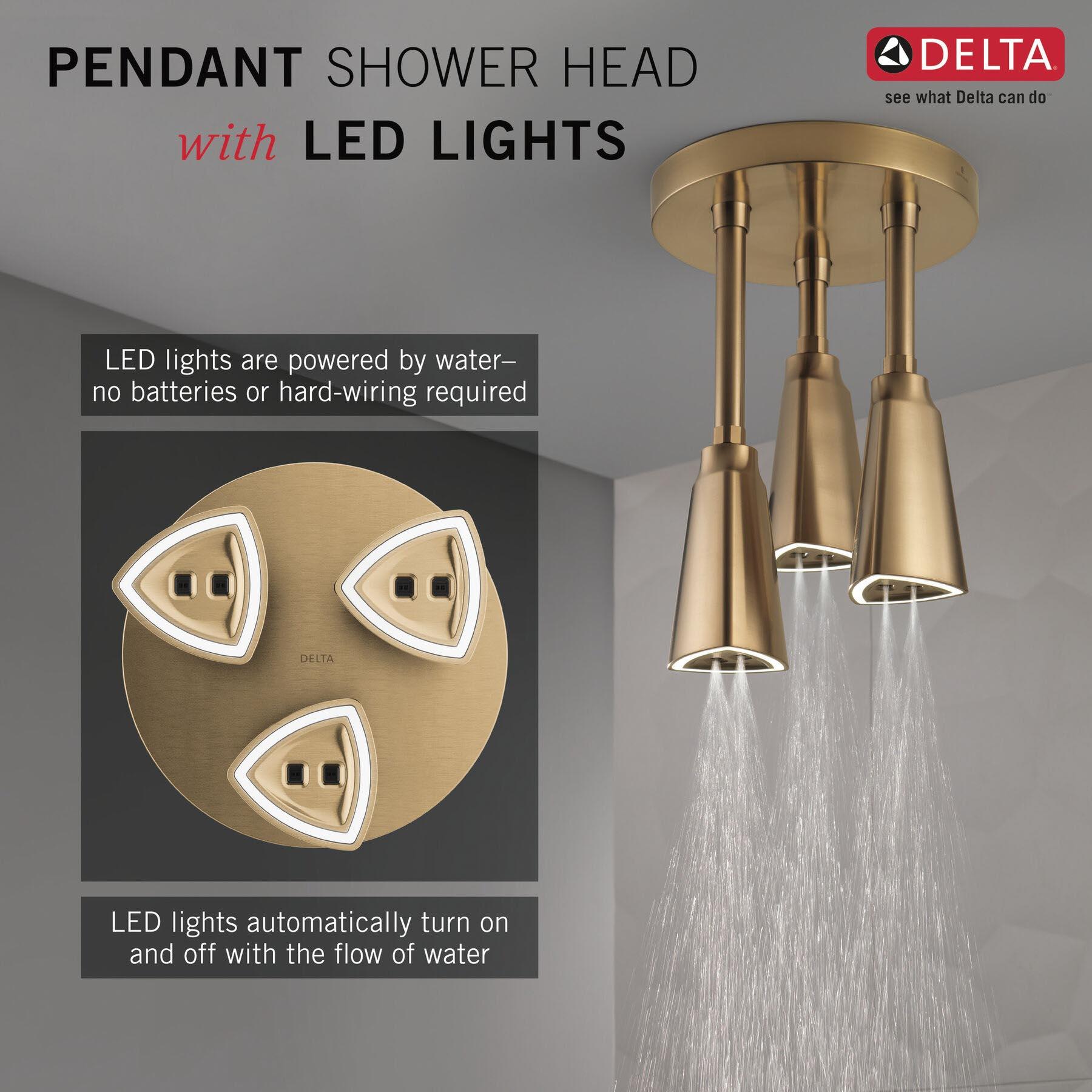 DELTA® H2Okinetic® Universal Showering 57140-CZ25-L Raincan Showerhead With LED Light, 2.5 gpm, 1-Spray thumbnail 3