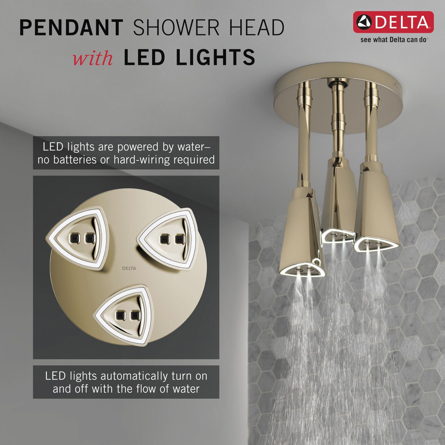 DELTA® H2Okinetic® Universal Showering 57140-PN25-L Raincan Showerhead With LED Light, 2.5 gpm, 1-Spray thumbnail 2