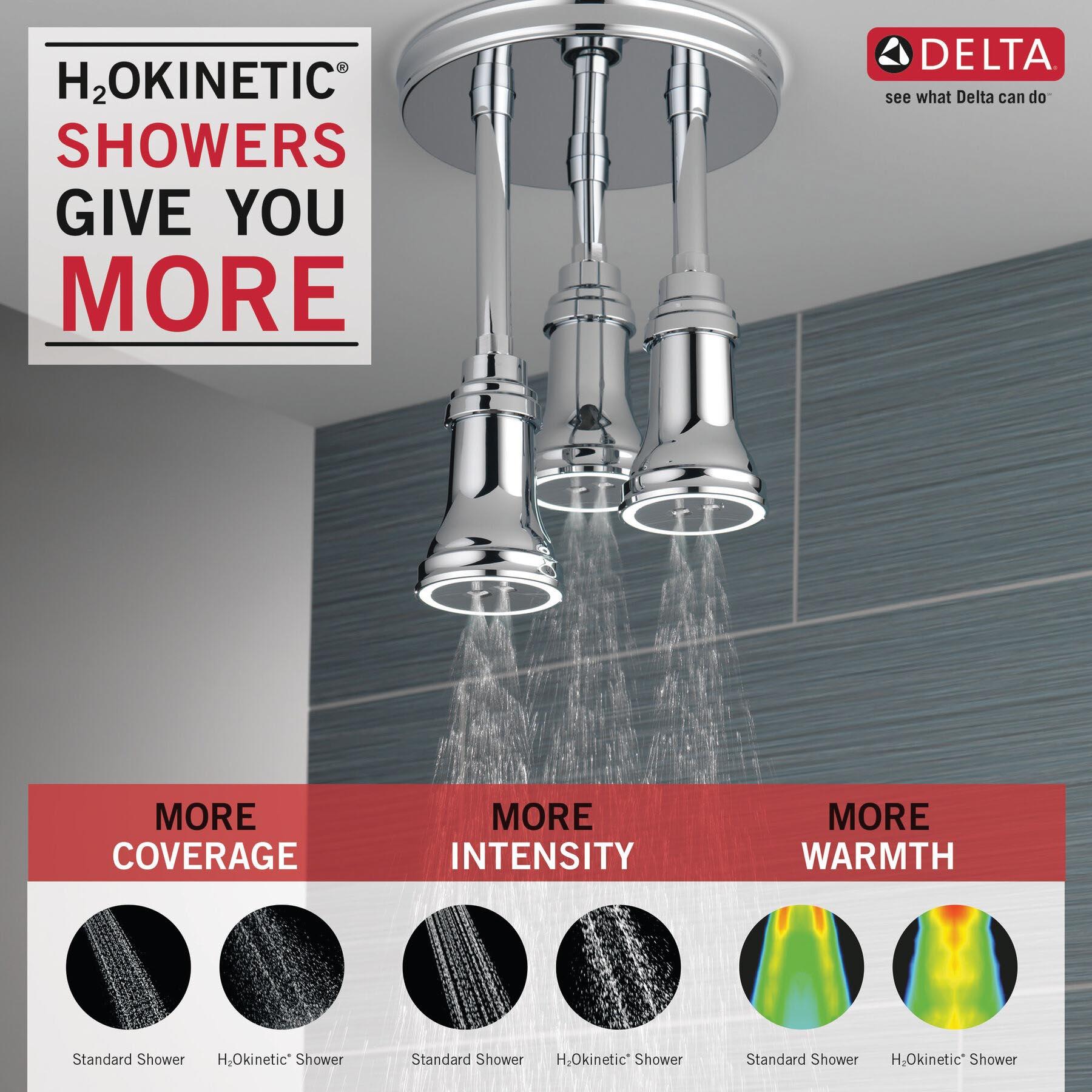 DELTA® H2Okinetic® Universal Showering 57190-25-L Raincan Showerhead With LED Light, 2.5 gpm, 1-Spray, Chrome thumbnail 3