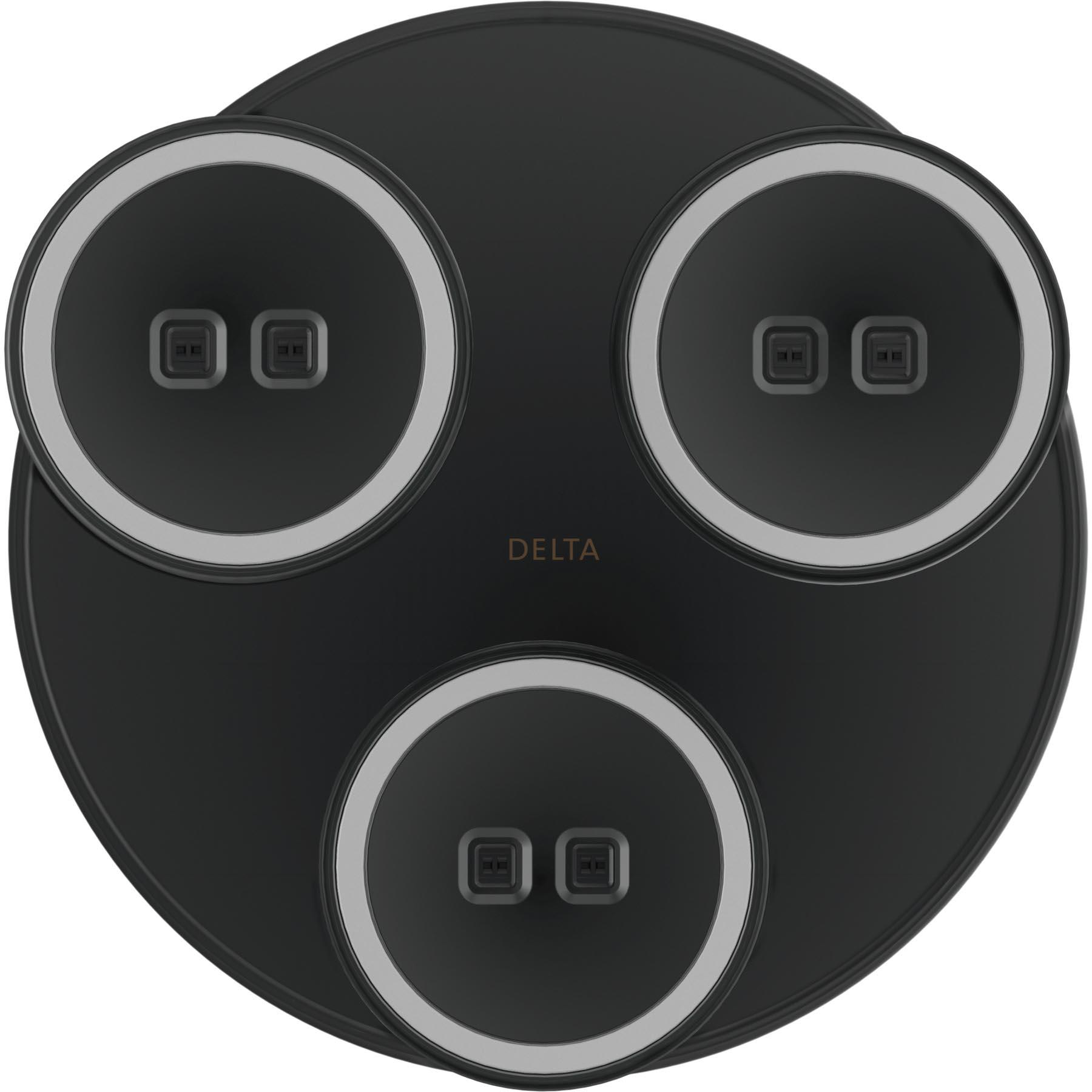 DELTA® H2Okinetic® Universal Showering 57190-BL25-L Raincan Showerhead With LED Light, 2.5 gpm, 1-Spray, Matte Black