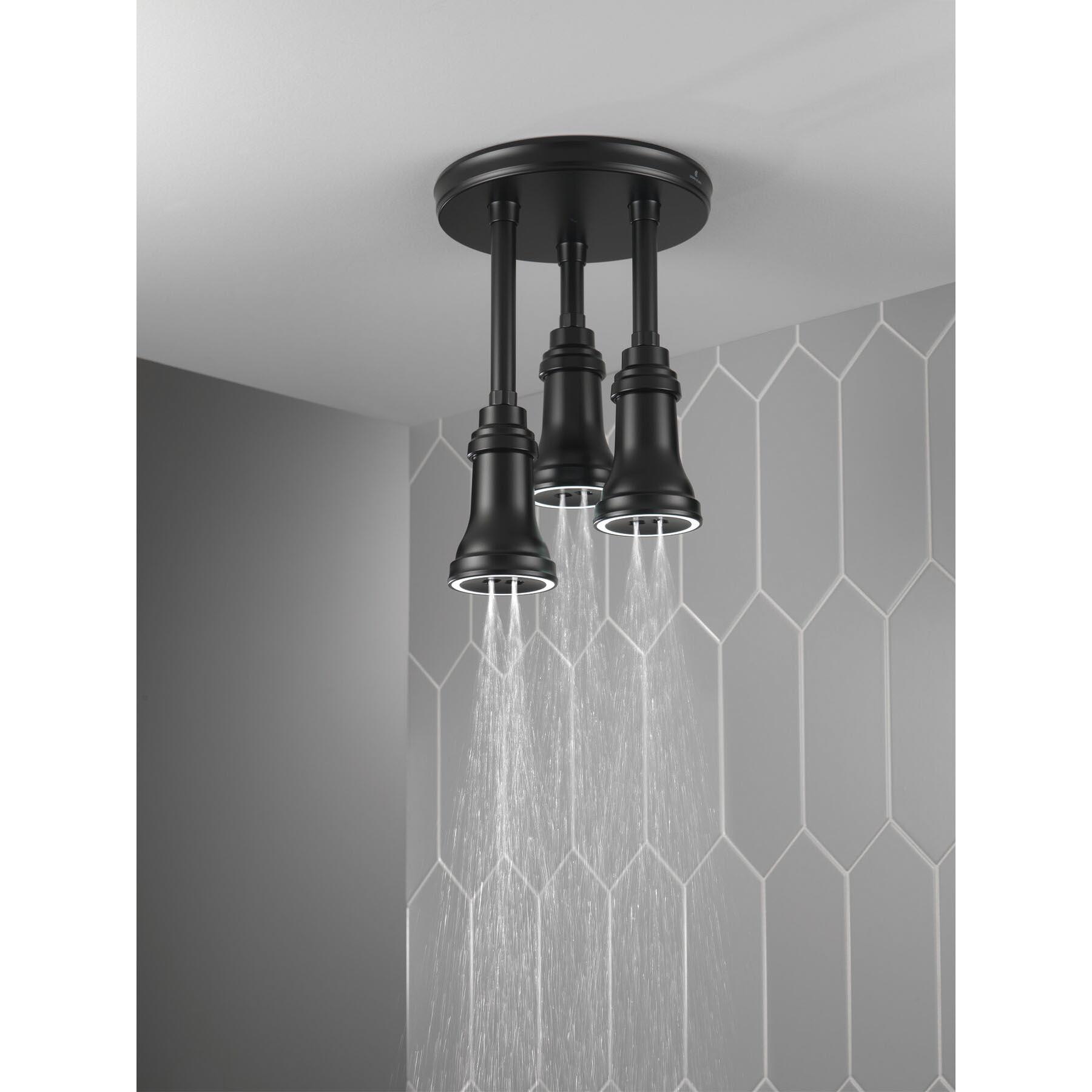 DELTA® H2Okinetic® Universal Showering 57190-BL25-L Raincan Showerhead With LED Light, 2.5 gpm, 1-Spray, Matte Black thumbnail 3