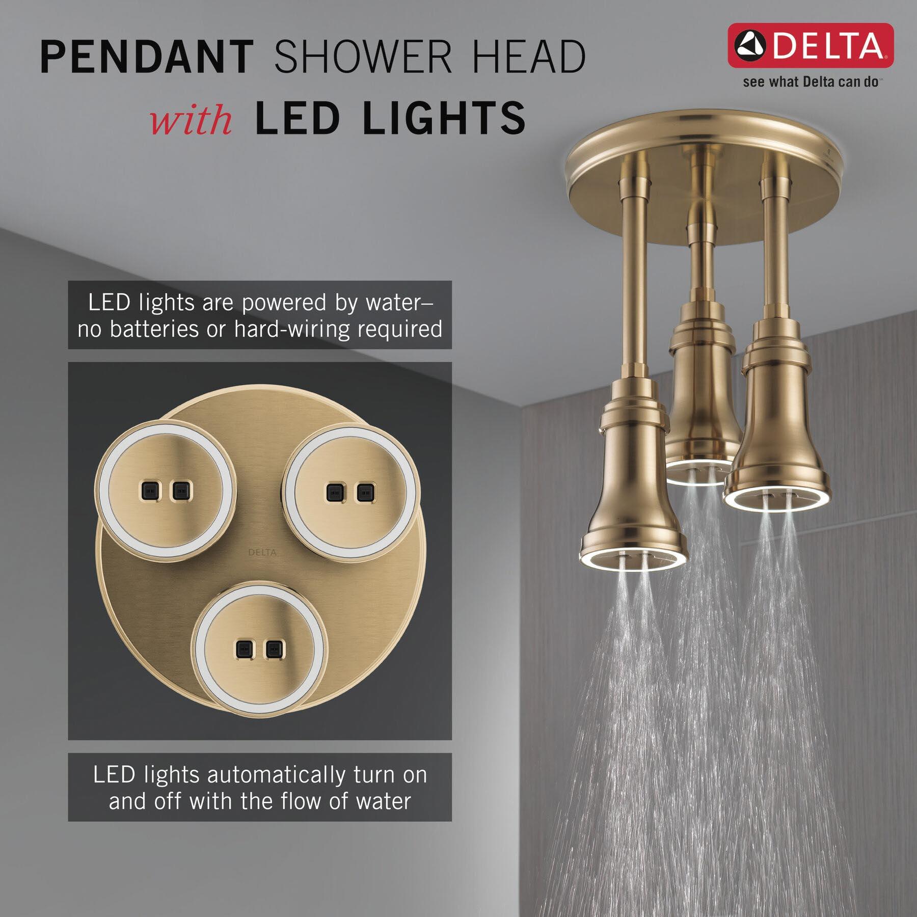 DELTA® H2Okinetic® Universal Showering 57190-CZ25-L Raincan Showerhead With LED Light, 2.5 gpm, 1-Spray thumbnail 3