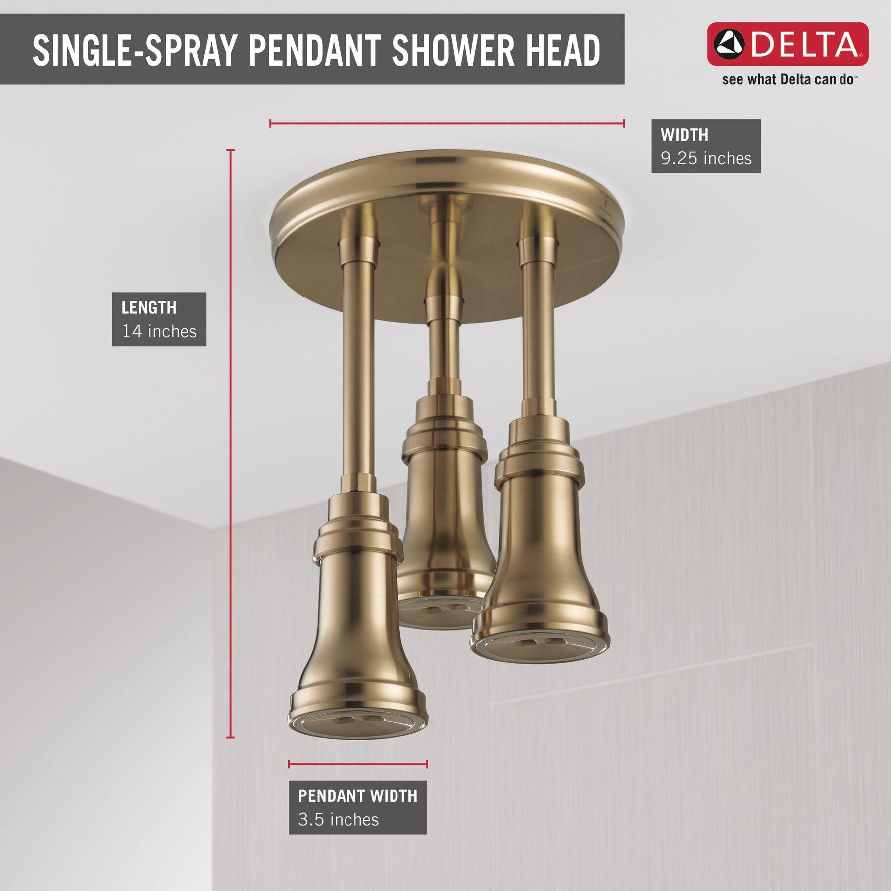 DELTA® H2Okinetic® Universal Showering 57190-CZ25-L Raincan Showerhead With LED Light, 2.5 gpm, 1-Spray