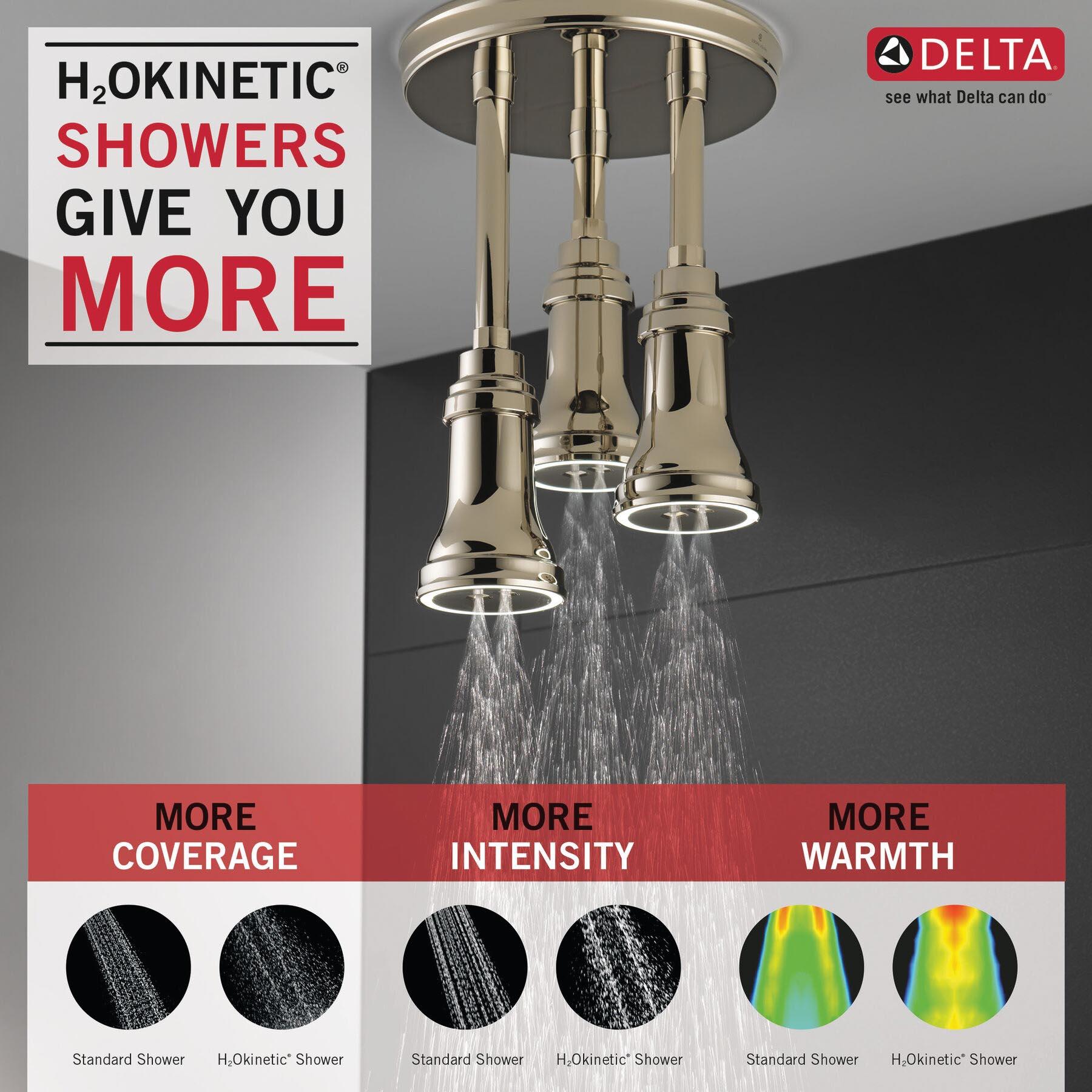 DELTA® H2Okinetic® Universal Showering 57190-PN25-L Raincan Showerhead With LED Light, 2.5 gpm, 1-Spray thumbnail 3