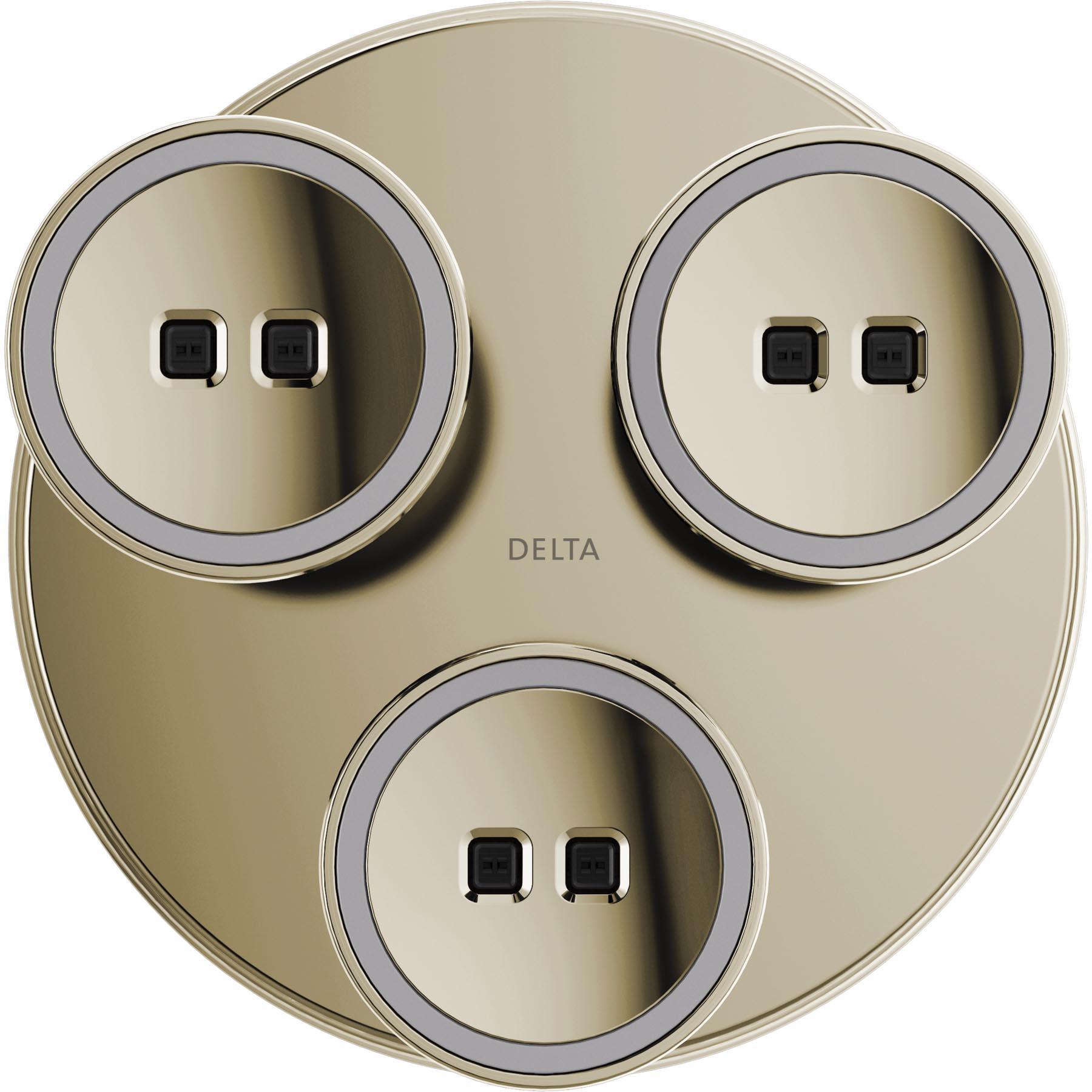 DELTA® H2Okinetic® Universal Showering 57190-PN25-L Raincan Showerhead With LED Light, 2.5 gpm, 1-Spray