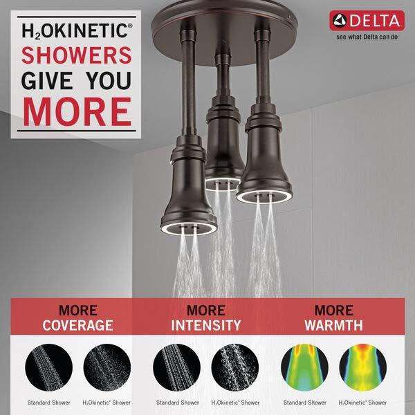 DELTA® Universal Showering 57190-RB25-L Pendant Raincan Showerhead, 2.5 gpm, 1 -Spray, Ceiling Mounting, 3-1/2 in Head thumbnail 3