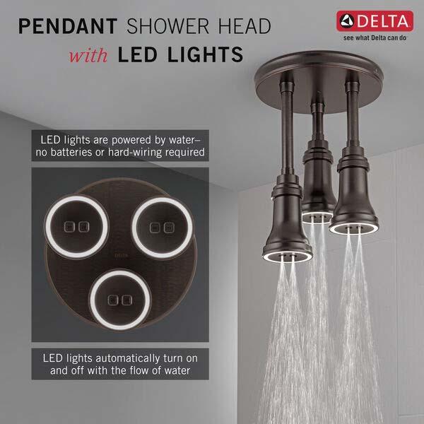 DELTA® Universal Showering 57190-RB25-L Pendant Raincan Showerhead, 2.5 gpm, 1 -Spray, Ceiling Mounting, 3-1/2 in Head thumbnail 4