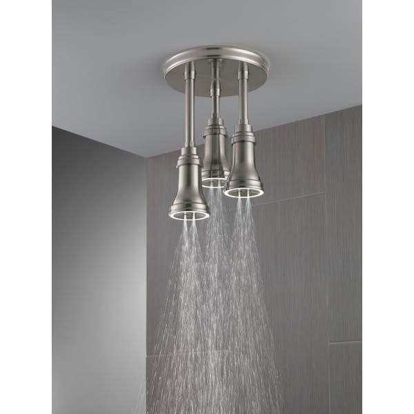 DELTA® Universal Showering 57190-SS25-L Pendant Raincan Showerhead, 2.5 gpm, 1 -Spray, Ceiling Mounting, 3-1/2 in Head thumbnail 2