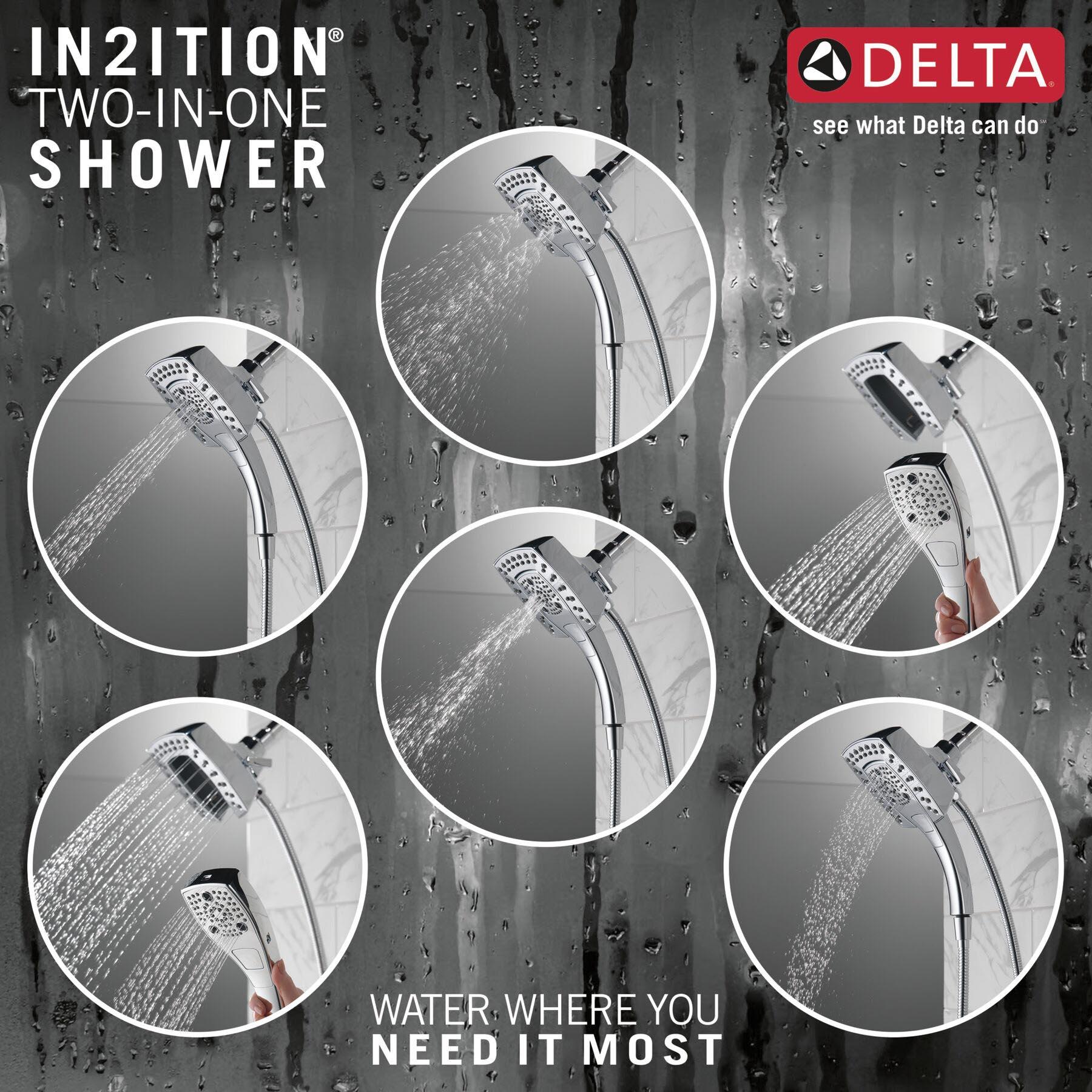 DELTA® H2Okinetic® In2ition® Universal Showering 58474-PR 2-In-1 Shower, 1.75 gpm, 5-Spray, Lumicoat Chrome