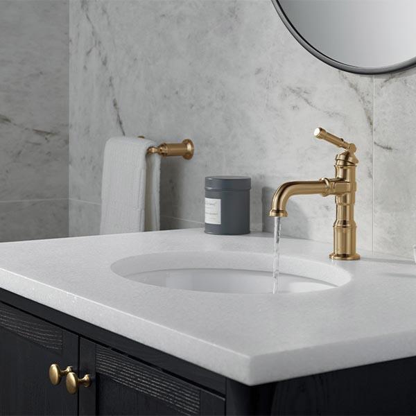 DELTA® Broderick® 584-CZ-PR-DST Bathroom Faucet With Diamond Seal® Technology, 1-Handle, Deck, Single-Hole, Push Pop-Up