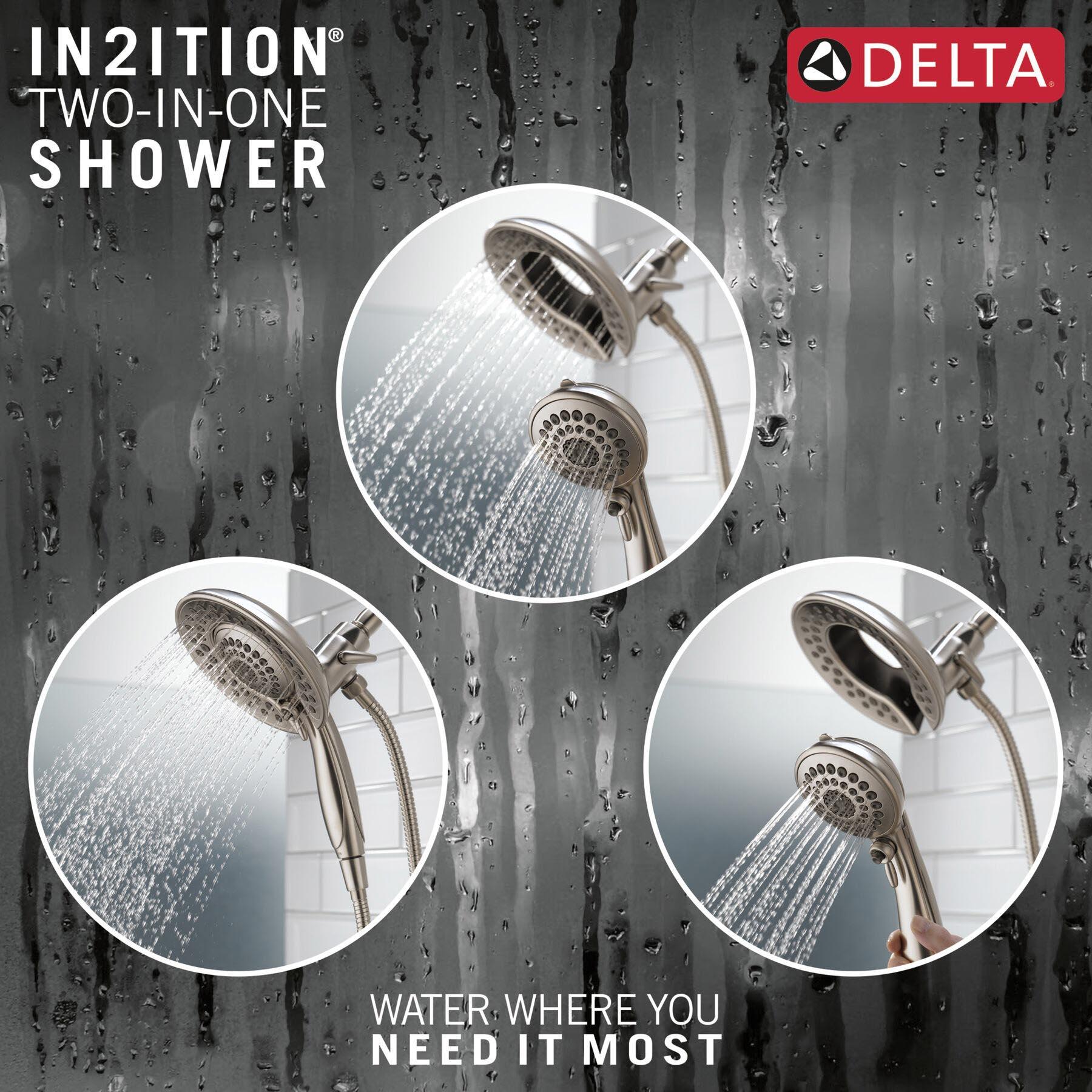 DELTA® In2ition® Universal Showering 58569-SS-PR25-PK 2-In-1 Shower, 2.5 gpm, 5-Spray, 6-13/16 in W Head