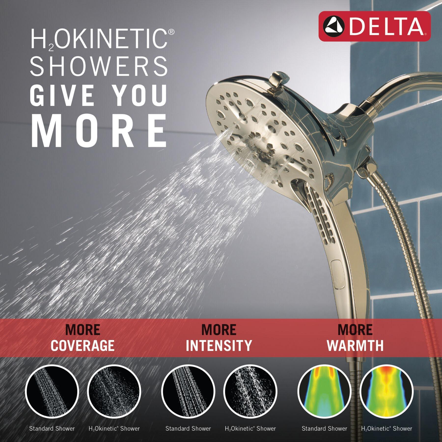 DELTA® H2Okinetic® In2ition® Universal Showering 58620-PN-PR25-PK 2-In-1 Shower, 2.5 gpm, 5-Spray, 6-1/16 in W Head thumbnail 4