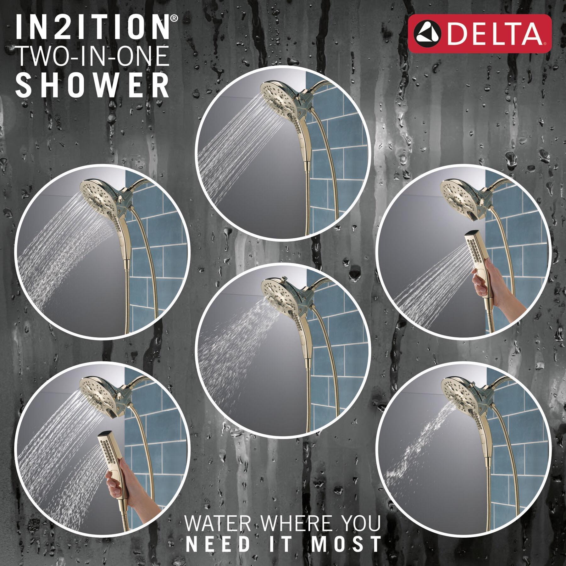 DELTA® H2Okinetic® In2ition® Universal Showering 58620-PN-PR25-PK 2-In-1 Shower, 2.5 gpm, 5-Spray, 6-1/16 in W Head thumbnail 3