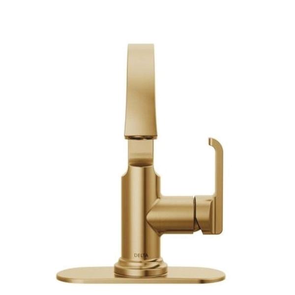 DELTA® Tetra® 588SH-CZ-PR-DST Bathroom Faucet, 1-Handle, Deck, Single-Handle, Pop-Up, Lumicoat® Champagne Bronze
