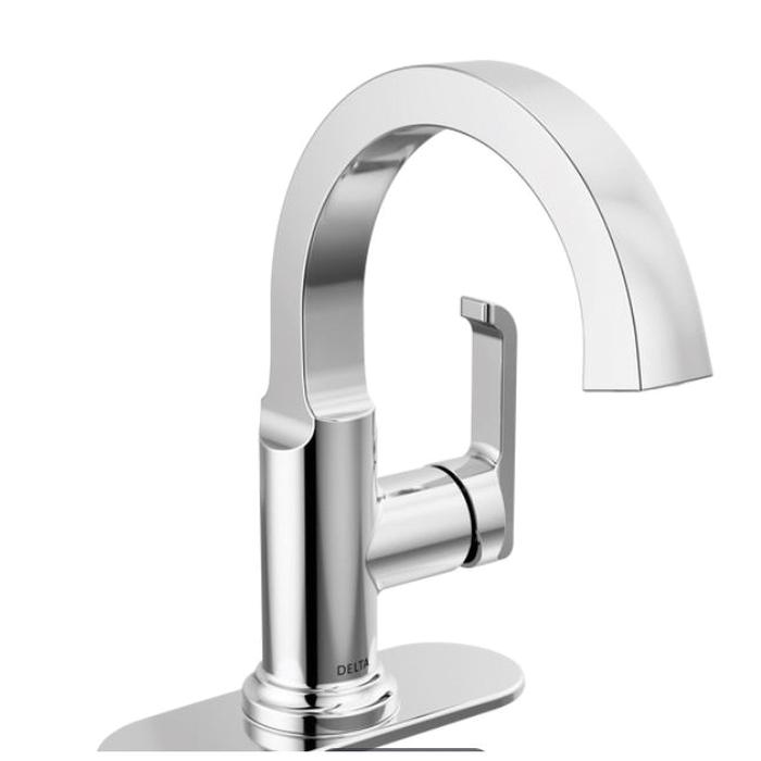 DELTA® Tetra® 588SH-PR-DST Bathroom Faucet, 1-Handle, Deck, Single-Handle, Pop-Up, Lumicoat® Chrome