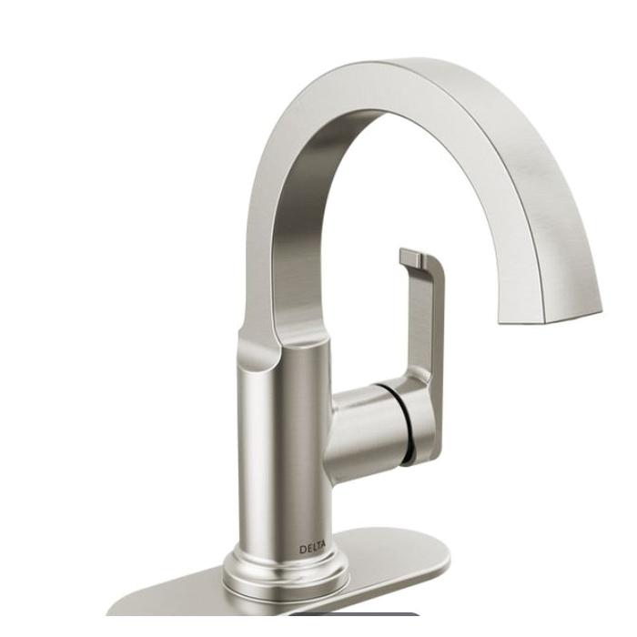 DELTA® Tetra® 588SH-SS-PR-DST Bathroom Faucet, 1-Handle, Deck, Single-Handle, Pop-Up, Lumicoat® Stainless thumbnail 2