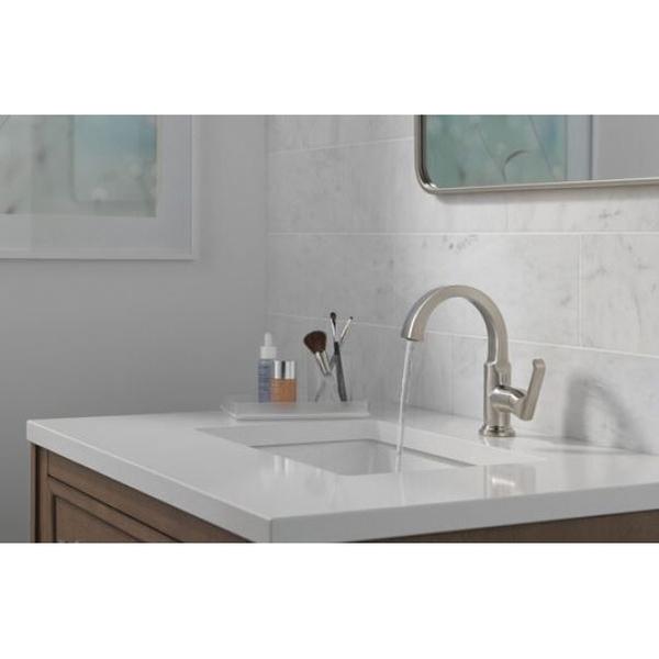DELTA® Tetra® 588SH-SS-PR-DST Bathroom Faucet, 1-Handle, Deck, Single-Handle, Pop-Up, Lumicoat® Stainless
