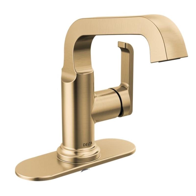 DELTA® Tetra® 589SH-CZ-PR-DST Bathroom Faucet, 1-Handle, Deck, Single-Handle, Pop-Up, Lumicoat® Champagne Bronze