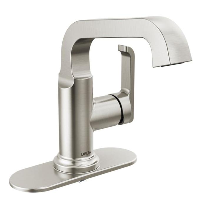 DELTA® Tetra® 589SH-SS-PR-DST Bathroom Faucet, 1-Handle, Deck, Single-Handle, Pop-Up, Lumicoat® Stainless