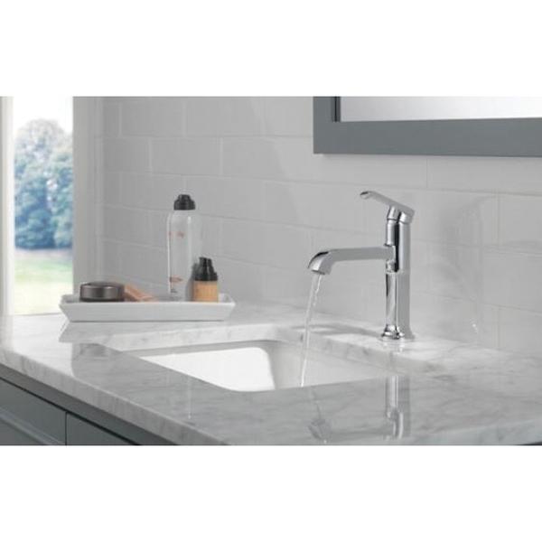 DELTA® Tetra® 589-PR-DST Bathroom Faucet, 1-Handle, Deck, Single-Handle, Pop-Up, Lumicoat® Chrome