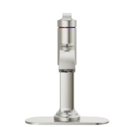 DELTA® Tetra® 589-SS-PR-DST Bathroom Faucet, 1-Handle, Deck, Single-Handle, Pop-Up, Lumicoat® Stainless