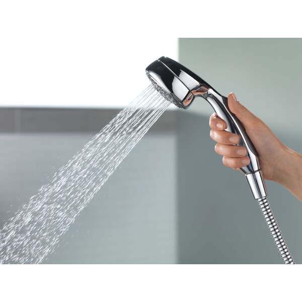 DELTA® Universal Showering 75701C Handshower, 3-3/8 in Spray Face, 1.75 gpm, 60 in L Hose, IPS, Chrome