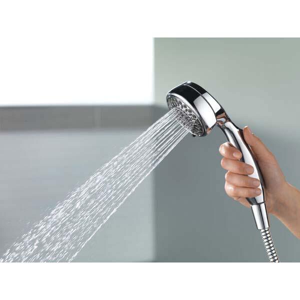 DELTA® Universal Showering 75701C Handshower, 3-3/8 in Spray Face, 1.75 gpm, 60 in L Hose, IPS, Chrome thumbnail 2