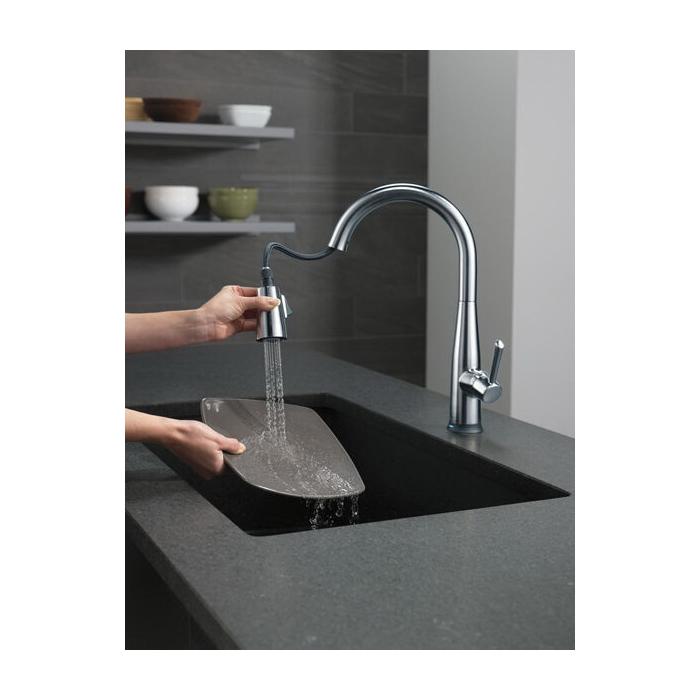 DELTA® Essa® 9113T-AR-DST Kitchen Faucet, Deck, Pull-Down, Arctic Stainless thumbnail 3