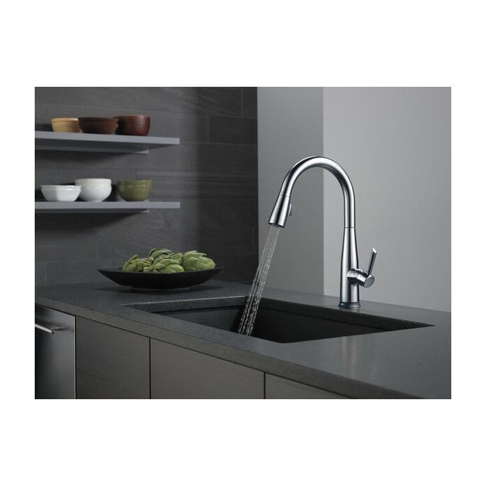 DELTA® Essa® 9113T-AR-DST Kitchen Faucet, Deck, Pull-Down, Arctic Stainless thumbnail 4