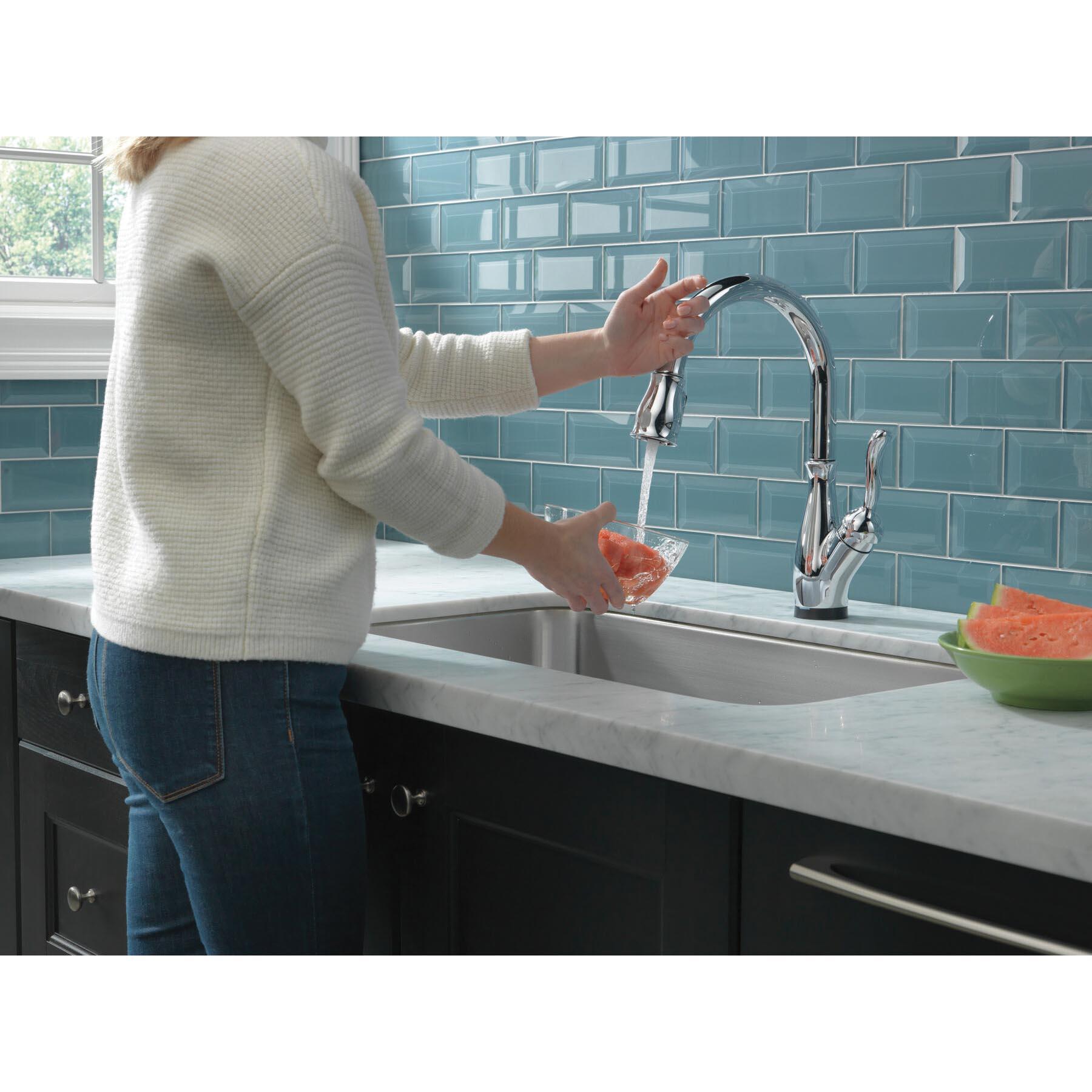 DELTA® Leland®, VoiceIQ® 9178TV-DST Kitchen Faucet With Touch2O® Technology, Deck, Chrome