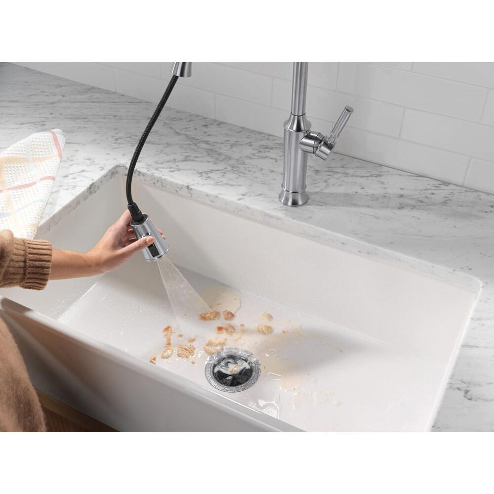 DELTA® Renaldi™ 9184-AR-PR-DST Kitchen Faucet, Pull-Down, Lumicoat® Arctic Stainless