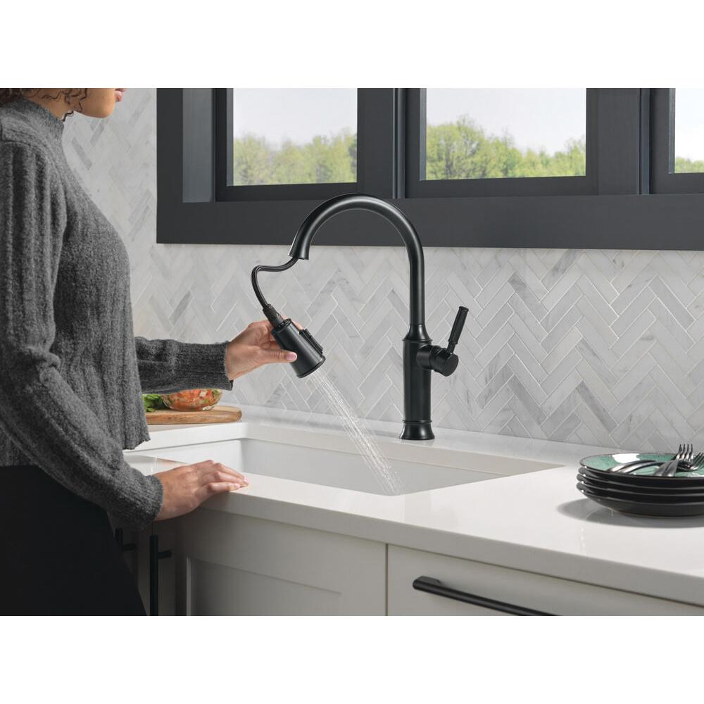 DELTA® Renaldi™ 9184-BL-DST Kitchen Faucet, Pull-Down, Matte Black