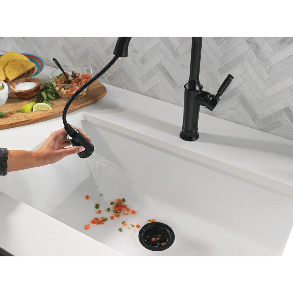 DELTA® Renaldi™ 9184-BL-DST Kitchen Faucet, Pull-Down, Matte Black thumbnail 3