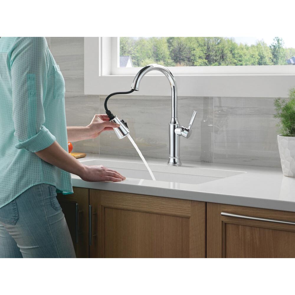 DELTA® Renaldi™ 9184-PR-DST Kitchen Faucet, Pull-Down, Lumicoat® Chrome thumbnail 2