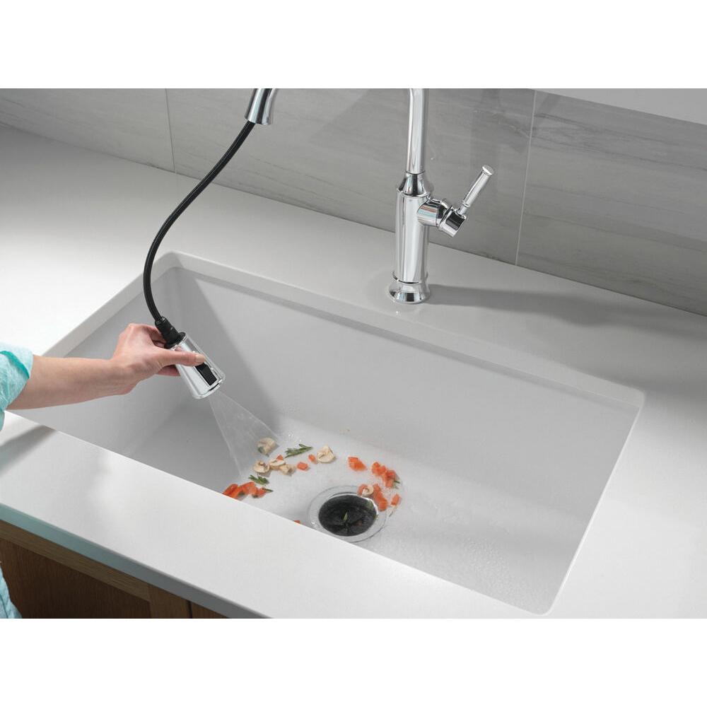 DELTA® Renaldi™ 9184-PR-DST Kitchen Faucet, Pull-Down, Lumicoat® Chrome