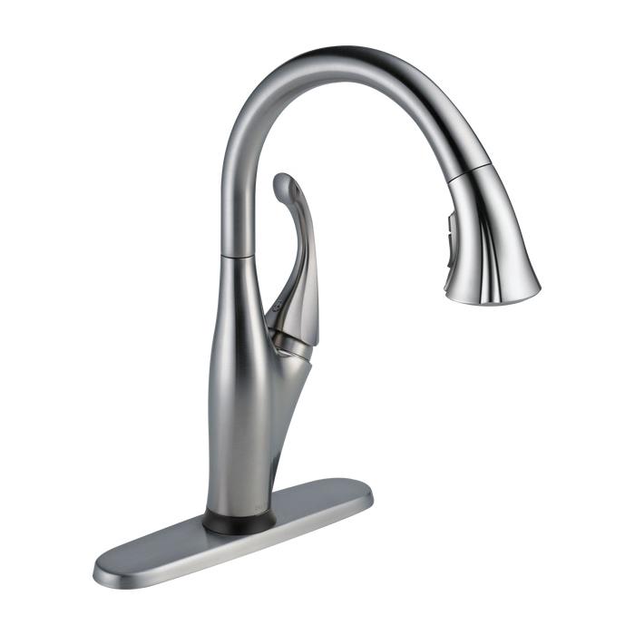 DELTA® Addison™ 9192T-AR-DST Kitchen Faucet, Deck, Pull-Down, Arctic Stainless thumbnail 3