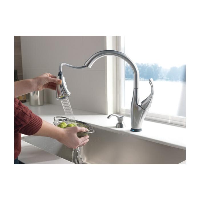 DELTA® Addison™ 9192T-AR-DST Kitchen Faucet, Deck, Pull-Down, Arctic Stainless thumbnail 4