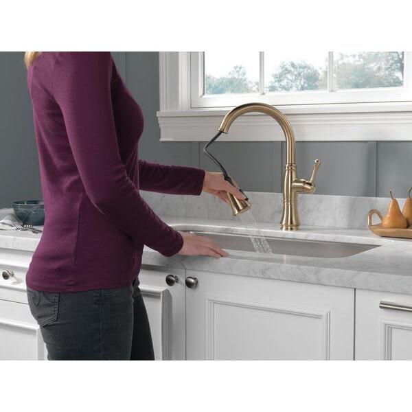 DELTA® Cassidy® 9197-CZ-DST Kitchen Faucet, Deck, Pull-Down, Champagne Bronze thumbnail 4