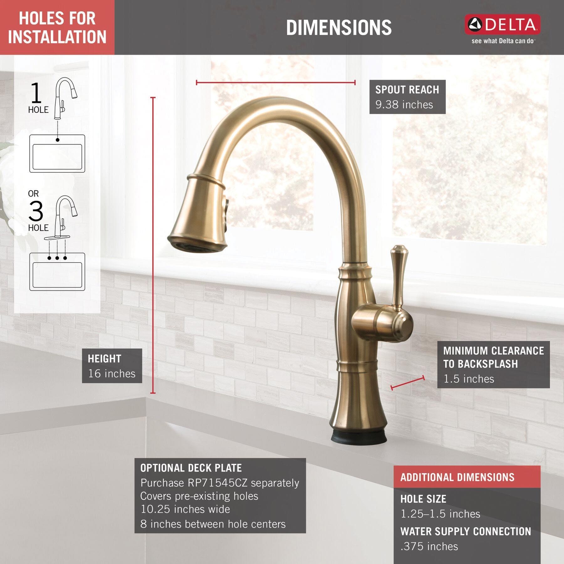 DELTA® Cassidy® 9197T-CZ-DST Kitchen Faucet With Touch2O® and ShieldSpray® Technology, Deck, Champagne Bronze thumbnail 2