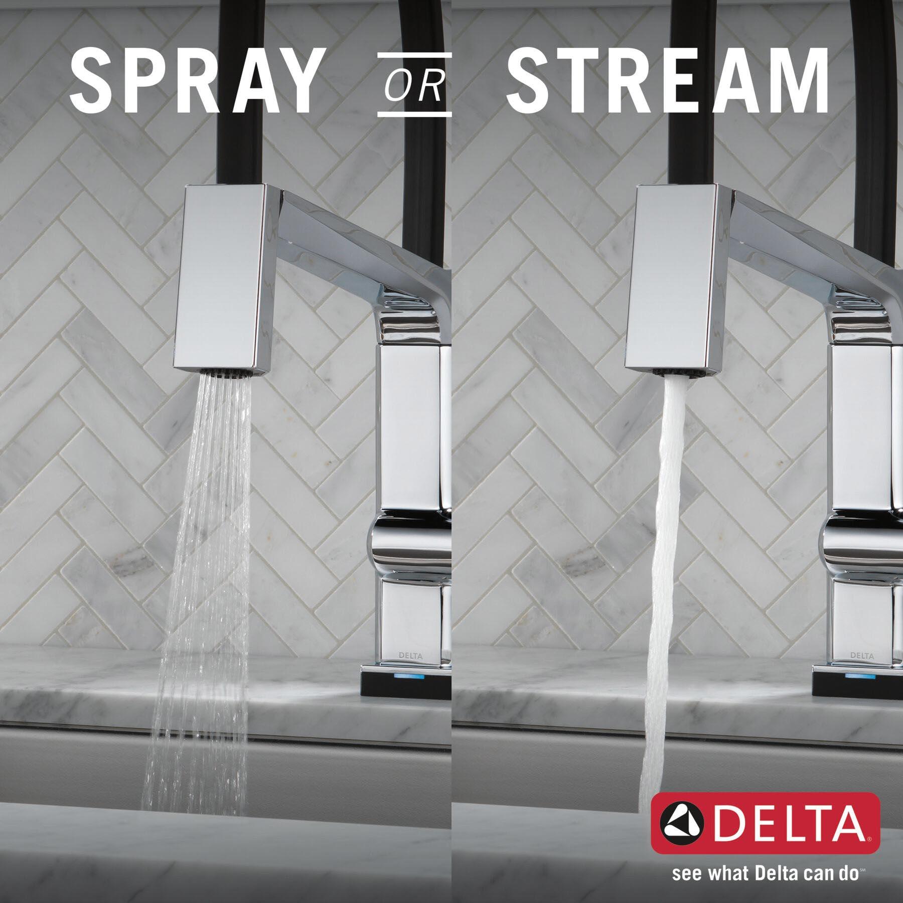 DELTA® Pivotal® 9693T-PN-DST Kitchen Faucet With Touch2O® Technology, Deck, Chrome thumbnail 4