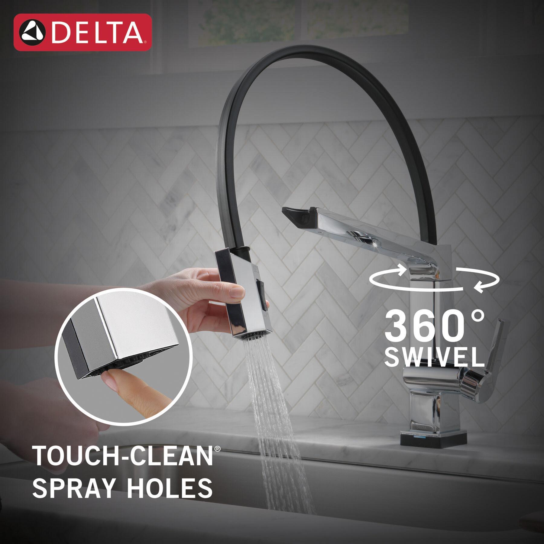 DELTA® Pivotal® 9693T-PN-DST Kitchen Faucet With Touch2O® Technology, Deck, Chrome