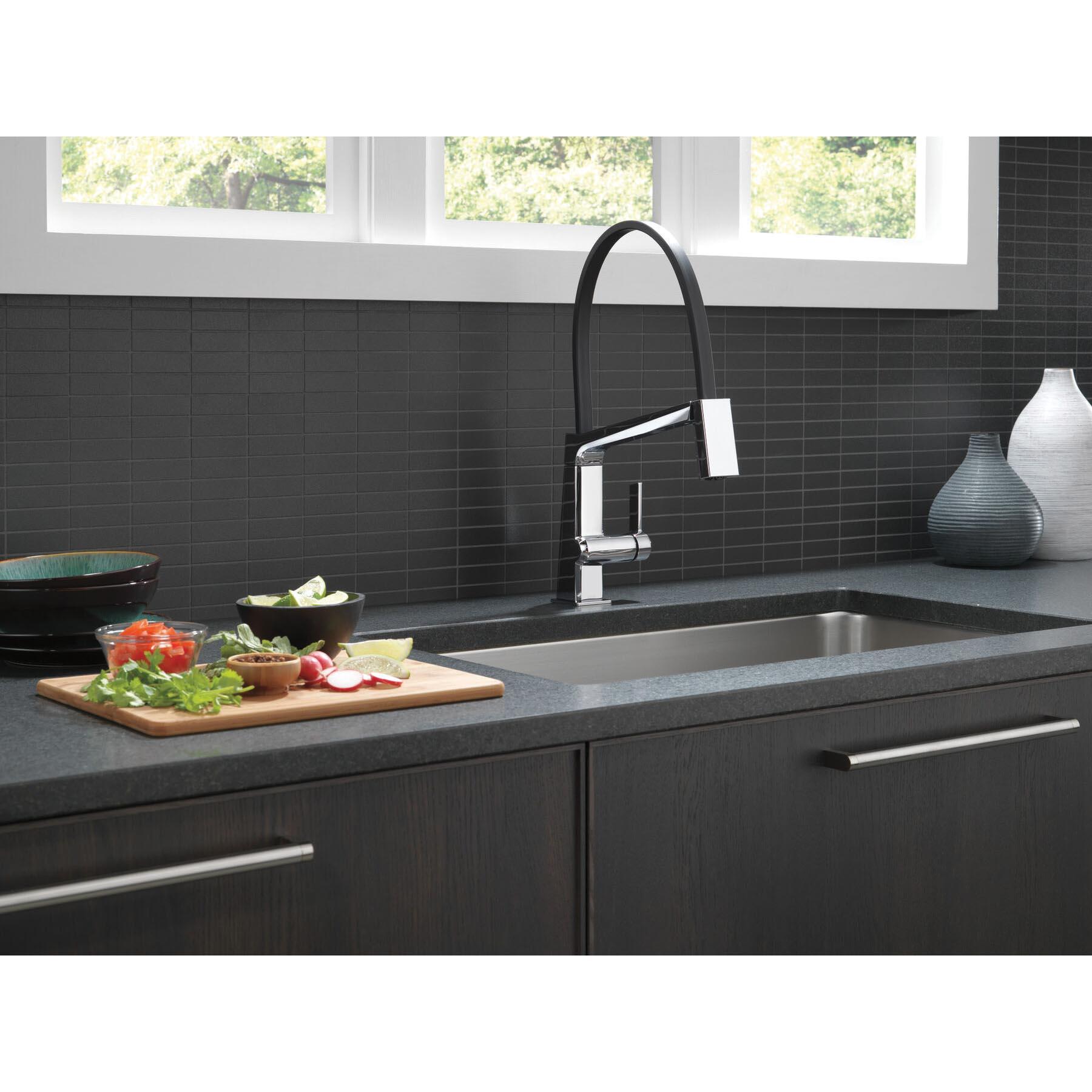 DELTA® Pivotal® 9693-DST Kitchen Faucet, Deck, Chrome thumbnail 2