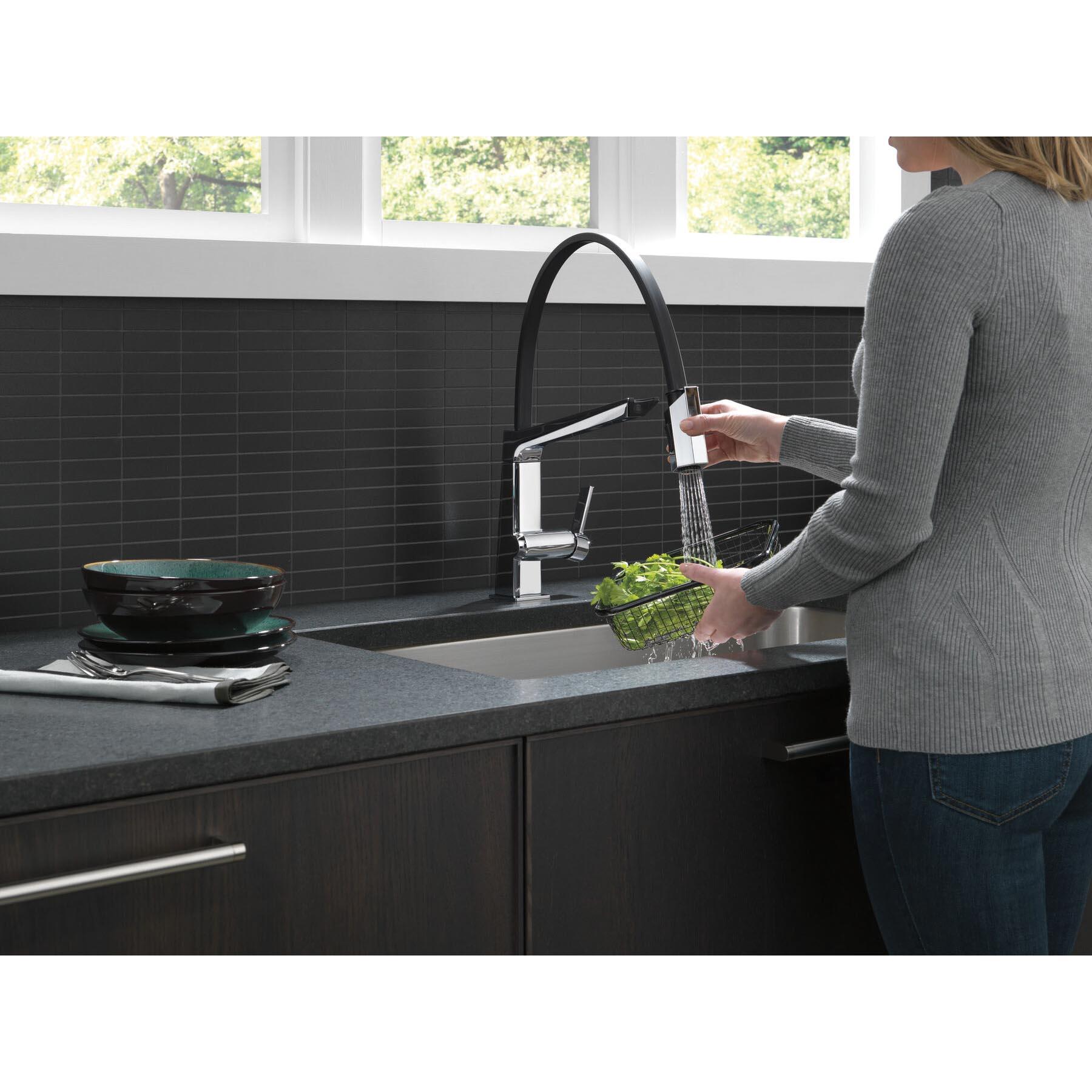 DELTA® Pivotal® 9693-DST Kitchen Faucet, Deck, Chrome thumbnail 4