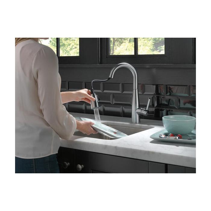 DELTA® Essa® 9913-AR-DST Bar and Prep Faucet, Deck, Pull-Down, Arctic Stainless thumbnail 3