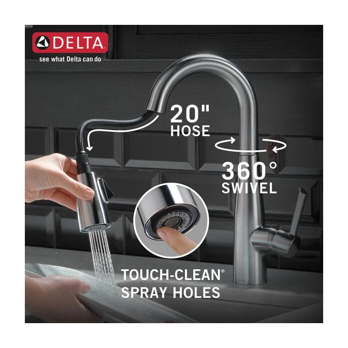 DELTA® Essa® 9913-AR-DST Bar and Prep Faucet, Deck, Pull-Down, Arctic Stainless thumbnail 4