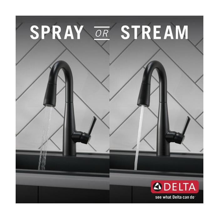 DELTA® Essa® 9913-BL-DST Bar and Prep Faucet, Deck, Pull-Down, Matte Black