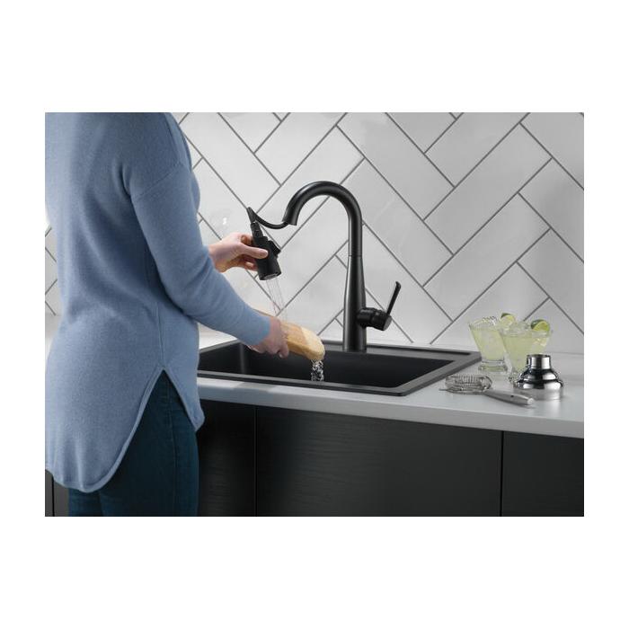 DELTA® Essa® 9913-BL-DST Bar and Prep Faucet, Deck, Pull-Down, Matte Black thumbnail 4