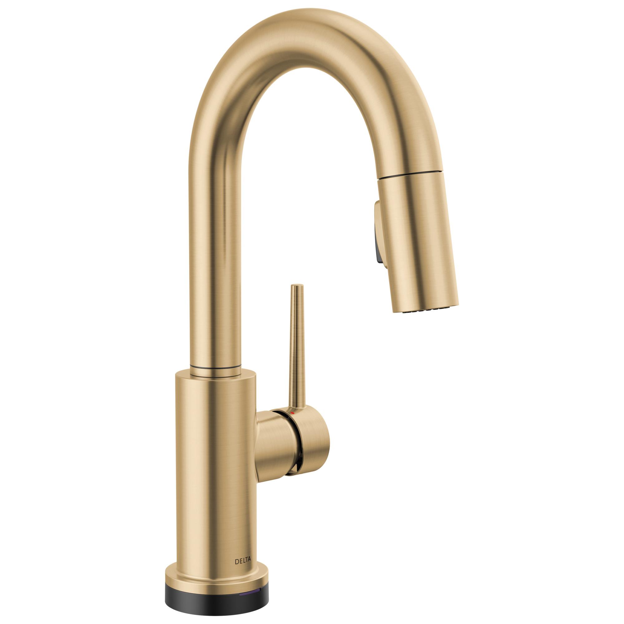 DELTA&reg; 9959T-CZ-DST Touch2O&reg; Trinsic&reg; Pull-Down Bar/Prep Faucet, 1.8 gpm, 8 in Center, Brilliance&reg; Champagne Bronze, 1 Handles, Domestic